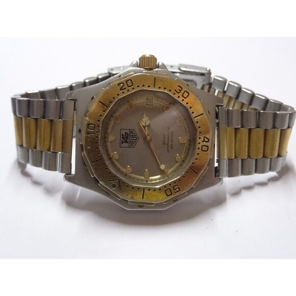 34mm TAG Heuer 3000 Pro 934.213 MidSize 2Tone Gold Steel 200M Quartz Dive Watch - Picture 11 of 14